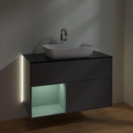 Тумба под раковину Villeroy & Boch Finion 100х50,1 см с подсветкой МДФ антрацит матовый лак/стекло черное матовое G772GMGK