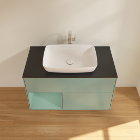 Тумба под раковину Villeroy & Boch Finion 100х50,1 см с подсветкой МДФ оливковый матовый лак/стекло черное матовое G772GMGM