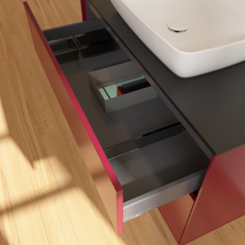 Тумба под раковину Villeroy & Boch Finion 100х50,1 см с подсветкой МДФ пион матовый лак/стекло черное матовое G772GMHB