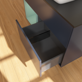 Тумба под раковину Villeroy & Boch Finion 100х50,1 см с подсветкой МДФ темно-синий матовый лак/стекло черное матовое G772GMHG