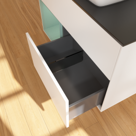 Тумба под раковину Villeroy & Boch Finion 100х50,1 см с подсветкой МДФ белый матовый лак/стекло черное матовое G772GMMT