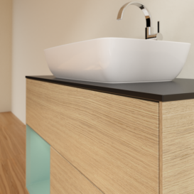 Тумба под раковину Villeroy & Boch Finion 100х50,1 см с подсветкой МДФ шпон дуба/стекло черное матовое G772GMPC