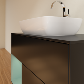 Тумба под раковину Villeroy & Boch Finion 100х50,1 см с подсветкой МДФ черный матовый лак/стекло черное матовое G772GMPD