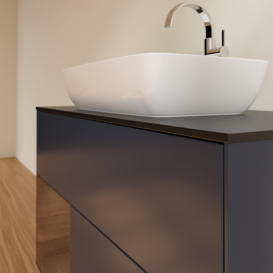 Тумба під раковину Villeroy & Boch Finion 100х50,1 см із підсвічуванням МДФ темно-синій матовий лак/скло чорне матове G772GNHG