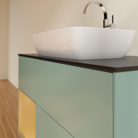 Тумба под раковину Villeroy & Boch Finion 100х50,1 см с подсветкой МДФ оливковый матовый лак/стекло черное матовое G772HFGM