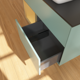 Тумба под раковину Villeroy & Boch Finion 100х50,1 см с подсветкой МДФ оливковый матовый лак/стекло черное матовое G772HFGM