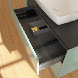 Тумба под раковину Villeroy & Boch Finion 100х50,1 см с подсветкой МДФ оливковый матовый лак/стекло черное матовое G772HFGM