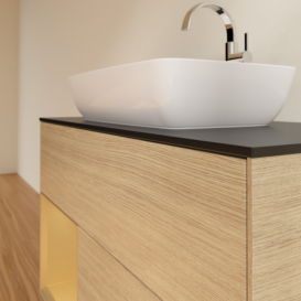 Тумба под раковину Villeroy & Boch Finion 100х50,1 см с подсветкой МДФ шпон дуба/стекло черное матовое G772HFPC