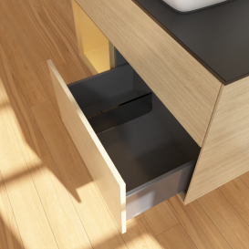 Тумба под раковину Villeroy & Boch Finion 100х50,1 см с подсветкой МДФ шпон дуба/стекло черное матовое G772HFPC