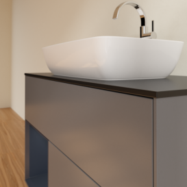 Тумба под раковину Villeroy & Boch Finion 100х50,1 см с подсветкой МДФ антрацит матовый лак/стекло черное матовое G772HGGK