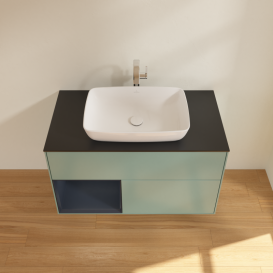 Тумба под раковину Villeroy & Boch Finion 100х50,1 см с подсветкой МДФ оливковый матовый лак/стекло черное матовое G772HGGM