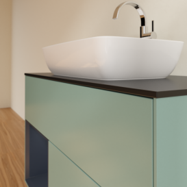 Тумба под раковину Villeroy & Boch Finion 100х50,1 см с подсветкой МДФ оливковый матовый лак/стекло черное матовое G772HGGM