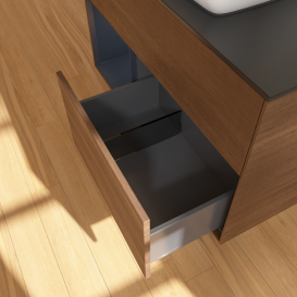 Тумба под раковину Villeroy & Boch Finion 100х50,1 см с подсветкой МДФ шпон грецкого ореха/стекло черное матовое G772HGGN