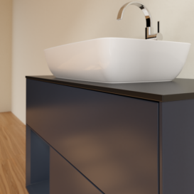 Тумба под раковину Villeroy & Boch Finion 100х50,1 см с подсветкой МДФ темно-синий матовый лак/стекло черное матовое G772HGHG