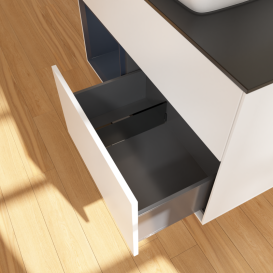 Тумба под раковину Villeroy & Boch Finion 100х50,1 см с подсветкой МДФ белый матовый лак/стекло черное матовое G772HGMT