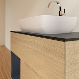 Тумба под раковину Villeroy & Boch Finion 100х50,1 см с подсветкой МДФ шпон дуба/стекло черное матовое G772HGPC