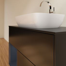 Тумба под раковину Villeroy & Boch Finion 100х50,1 см с подсветкой МДФ черный матовый лак/стекло черное матовое G772HGPD