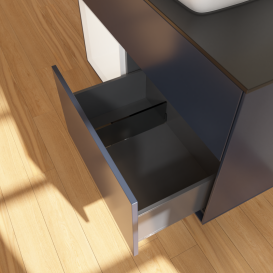 Тумба под раковину Villeroy & Boch Finion 100х50,1 см с подсветкой МДФ темно-синий матовый лак/стекло черное матовое G772MTHG