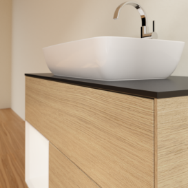 Тумба под раковину Villeroy & Boch Finion 100х50,1 см с подсветкой МДФ шпон дуба/стекло черное матовое G772MTPC