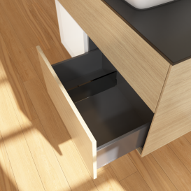 Тумба под раковину Villeroy & Boch Finion 100х50,1 см с подсветкой МДФ шпон дуба/стекло черное матовое G772MTPC