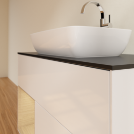 Тумба под раковину Villeroy & Boch Finion 100х50,1 см с подсветкой МДФ глянцевый белый лак/стекло черное матовое G772PCGF