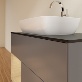 Тумба под раковину Villeroy & Boch Finion 100х50,1 см с подсветкой МДФ антрацит матовый лак/стекло черное матовое G772PCGK