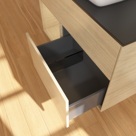 Тумба под раковину Villeroy & Boch Finion 100х50,1 см с подсветкой МДФ шпон дуба/стекло черное матовое G772PCPC