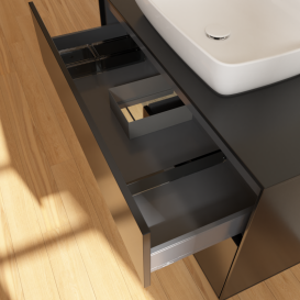 Тумба под раковину Villeroy & Boch Finion 100х50,1 см с подсветкой МДФ черный матовый лак/стекло черное матовое G772PCPD