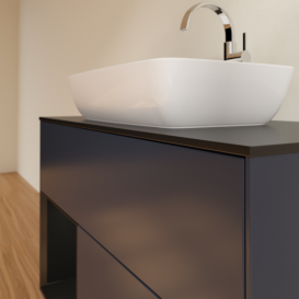 Тумба под раковину Villeroy & Boch Finion 100х50,1 см с подсветкой МДФ темно-синий матовый лак/стекло черное матовое G772PDHG