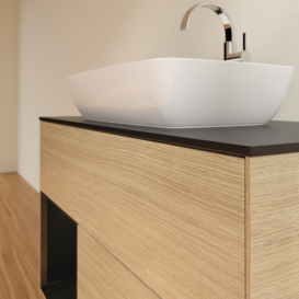 Тумба под раковину Villeroy & Boch Finion 100х50,1 см с подсветкой МДФ шпон дуба/стекло черное матовое G772PDPC