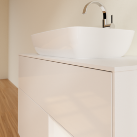 Тумба под раковину Villeroy & Boch Finion 100х50,1 см с подсветкой МДФ глянцевый белый лак/стекло белое матовое F781GFGF