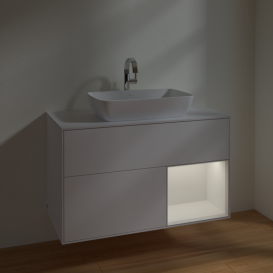 Тумба под раковину Villeroy & Boch Finion 100х50,1 см с подсветкой МДФ белый матовый лак/стекло белое матовое F781GFMT