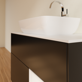 Тумба под раковину Villeroy & Boch Finion 100х50,1 см с подсветкой МДФ черный матовый лак/стекло белое матовое F781GFPD