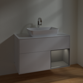 Тумба под раковину Villeroy & Boch Finion 100х50,1 см с подсветкой МДФ глянцевый белый лак/стекло белое матовое F781GKGF