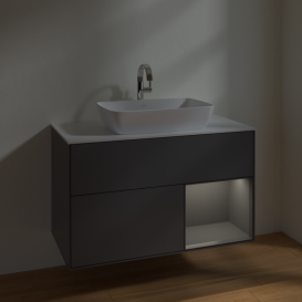 Тумба под раковину Villeroy & Boch Finion 100х50,1 см с подсветкой МДФ антрацит матовый лак/стекло белое матовое F781GKGK