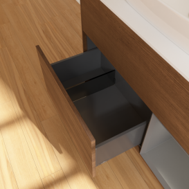 Тумба под раковину Villeroy & Boch Finion 100х50,1 см с подсветкой МДФ шпон грецкого ореха/стекло белое матовое F781GKGN