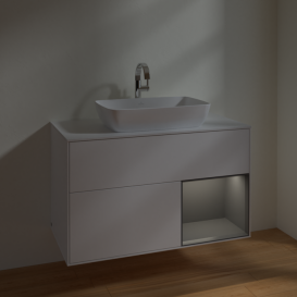 Тумба под раковину Villeroy & Boch Finion 100х50,1 см с подсветкой МДФ белый матовый лак/стекло белое матовое F781GKMT