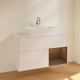 Тумба под раковину Villeroy & Boch Finion 100х50,1 см с подсветкой МДФ глянцевый белый лак/стекло белое матовое F781GNGF