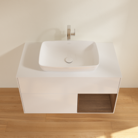 Тумба под раковину Villeroy & Boch Finion 100х50,1 см с подсветкой МДФ глянцевый белый лак/стекло белое матовое F781GNGF