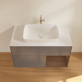 Тумба под раковину Villeroy & Boch Finion 100х50,1 см с подсветкой МДФ антрацит матовый лак/стекло белое матовое F781GNGK