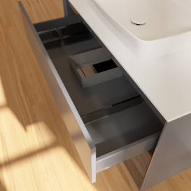 Тумба под раковину Villeroy & Boch Finion 100х50,1 см с подсветкой МДФ антрацит матовый лак/стекло белое матовое F781GNGK