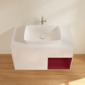 Тумба под раковину Villeroy & Boch Finion 100х50,1 см с подсветкой МДФ глянцевый белый лак/стекло белое матовое F781HBGF