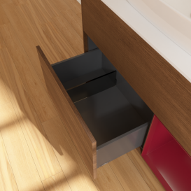 Тумба под раковину Villeroy & Boch Finion 100х50,1 см с подсветкой МДФ шпон грецкого ореха/стекло белое матовое F781HBGN