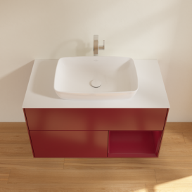 Тумба под раковину Villeroy & Boch Finion 100х50,1 см с подсветкой МДФ пион матовый лак/стекло белое матовое F781HBHB