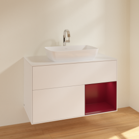 Тумба под раковину Villeroy & Boch Finion 100х50,1 см с подсветкой МДФ белый матовый лак/стекло белое матовое F781HBMT