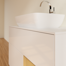 Тумба под раковину Villeroy & Boch Finion 100х50,1 см с подсветкой МДФ глянцевый белый лак/стекло белое матовое F781HFGF