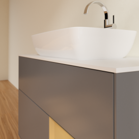 Тумба под раковину Villeroy & Boch Finion 100х50,1 см с подсветкой МДФ антрацит матовый лак/стекло белое матовое F781HFGK