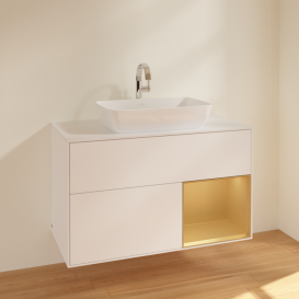 Тумба под раковину Villeroy & Boch Finion 100х50,1 см с подсветкой МДФ белый матовый лак/стекло белое матовое F781HFMT