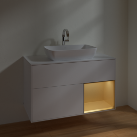 Тумба под раковину Villeroy & Boch Finion 100х50,1 см с подсветкой МДФ белый матовый лак/стекло белое матовое F781HFMT