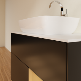 Тумба под раковину Villeroy & Boch Finion 100х50,1 см с подсветкой МДФ черный матовый лак/стекло белое матовое F781HFPD